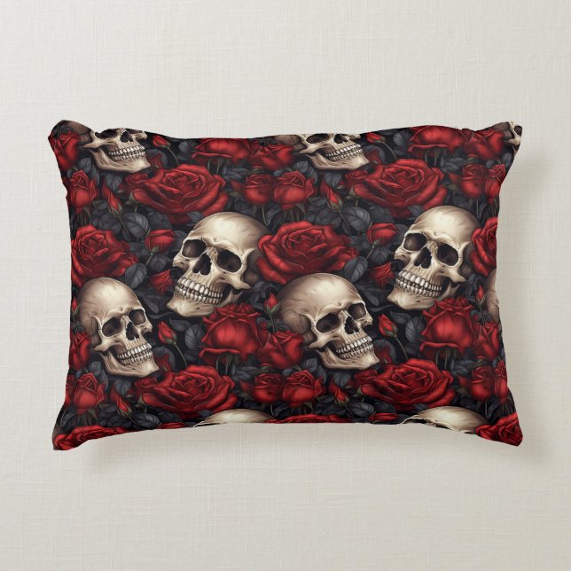 Een Schedel en Rozen Serie Ontwerp 10 Accent Kussen (Voorkant)