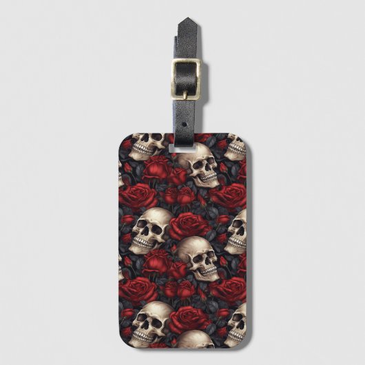 Een Schedel en Rozen Serie Ontwerp 10 Bagagelabel (Voorkant (verticaal))