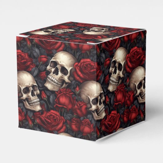 Een Schedel en Rozen Serie Ontwerp 10 Bedankdoosjes (Voorkant Zijde)