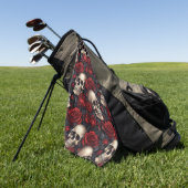 Een Schedel en Rozen Serie Ontwerp 10 Golfhanddoek (Groen)