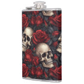 Een Schedel en Rozen Serie Ontwerp 10 Heupfles (Links)