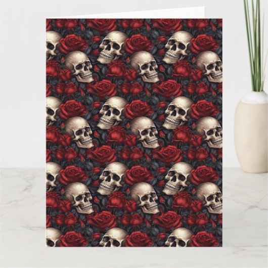 Een Schedel en Rozen Serie Ontwerp 10 Kaart (Voorkant)