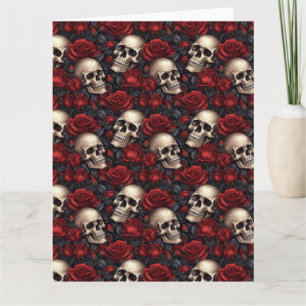 Een Schedel en Rozen Serie Ontwerp 10 Kaart