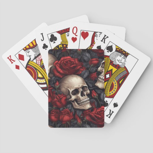 Een Schedel en Rozen Serie Ontwerp 10 Pokerkaarten (Achterkant)