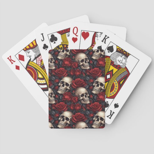 Een Schedel en Rozen Serie Ontwerp 10 Pokerkaarten (Achterkant)