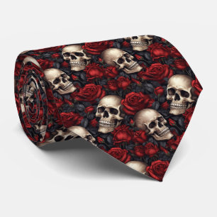 Een Schedel en Rozen Serie Ontwerp 10 Stropdas
