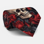 Een Schedel en Rozen Serie Ontwerp 10 Stropdas (Opgerold)