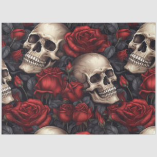Een Schedel en Rozen Serie Ontwerp 10 Tissuepapier