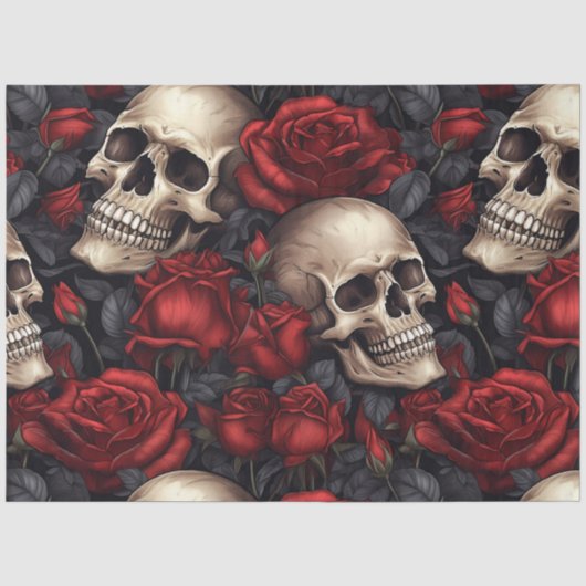 Een Schedel en Rozen Serie Ontwerp 10 Tissuepapier (Voorkant)