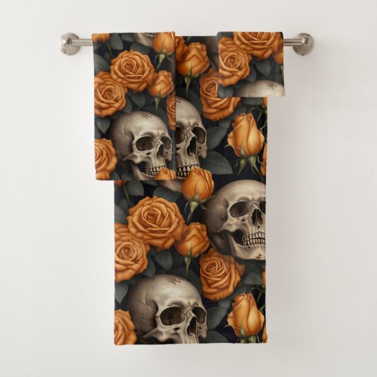 Een Schedel en Rozen Serie Ontwerp 11 Bad Handdoek (Insitu)