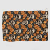 Een Schedel en Rozen Serie Ontwerp 11 Golfhanddoek (Horizontaal)