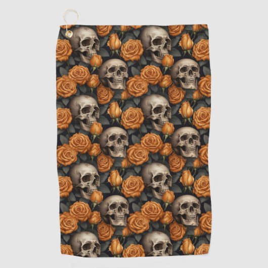 Een Schedel en Rozen Serie Ontwerp 11 Golfhanddoek (Voorkant)