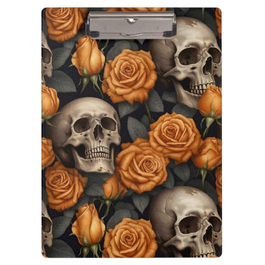 Een Schedel en Rozen Serie Ontwerp 11 Klembord (Voorkant)