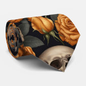 Een Schedel en Rozen Serie Ontwerp 11 Stropdas (Opgerold)