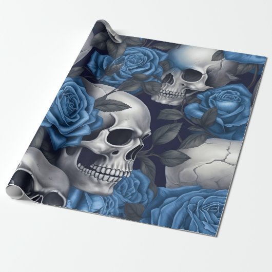 Een Schedel en Rozen Serie Ontwerp 12 Cadeaupapier (Uitgerold)