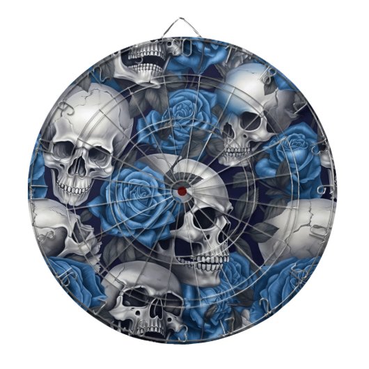 Een Schedel en Rozen Serie Ontwerp 12 Dartbord (Voorkant)