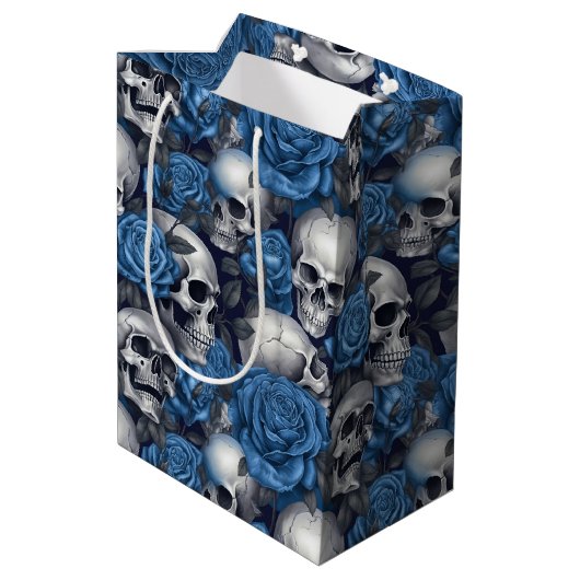 Een Schedel en Rozen Serie Ontwerp 12 Medium Cadeauzakje (Achterkant Gekanteld)