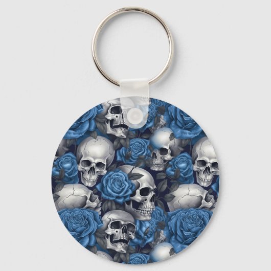 Een Schedel en Rozen Serie Ontwerp 12 Sleutelhanger (Voorkant)