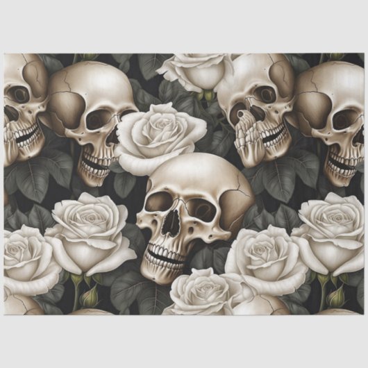 Een Schedel en Rozen Serie Ontwerp 3 Tissuepapier (Voorkant)