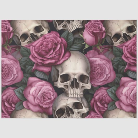 Een Schedel en Rozen Serie Ontwerp 5 Tissuepapier (Voorkant)