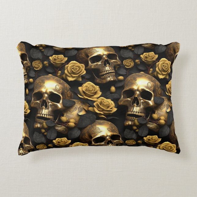Een Schedel en Rozen Serie Ontwerp 8 Accent Kussen (Voorkant)