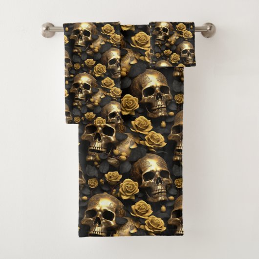 Een Schedel en Rozen Serie Ontwerp 8 Bad Handdoek (Insitu)