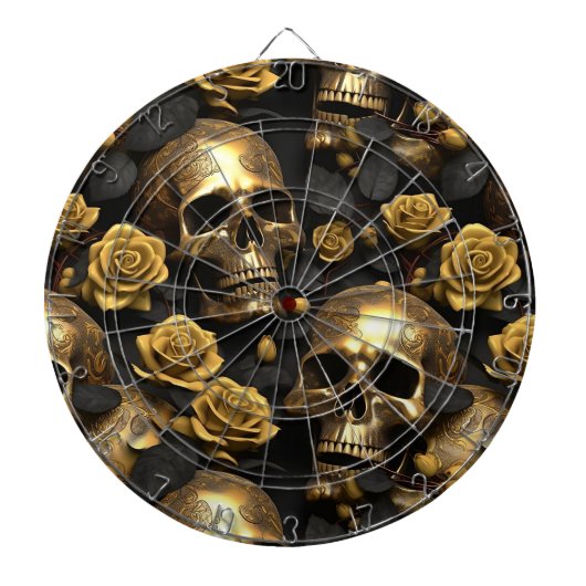 Een Schedel en Rozen Serie Ontwerp 8 Dartbord (Voorkant)