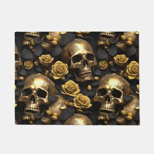 Een Schedel en Rozen Serie Ontwerp 8 Deurmat (Voorkant)