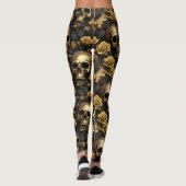 Een Schedel en Rozen Serie Ontwerp 8 Leggings (Achterkant)