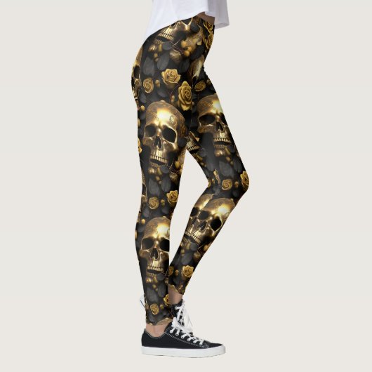 Een Schedel en Rozen Serie Ontwerp 8 Leggings (Rechts)