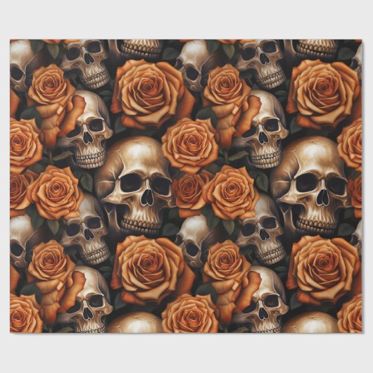 Een schedel en Rozen serie ontwerp 9 Cadeaupapier (Vlak)