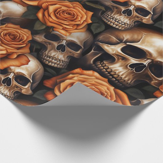 Een schedel en Rozen serie ontwerp 9 Cadeaupapier (Hoek)