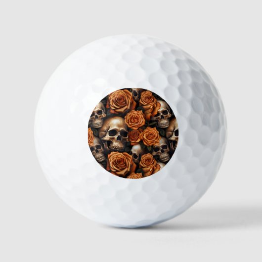 Een schedel en Rozen serie ontwerp 9 Golfballen (Voorkant)