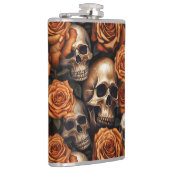 Een schedel en Rozen serie ontwerp 9 Heupfles (Rechts)