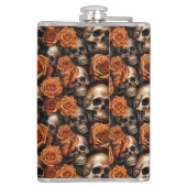 Een schedel en Rozen serie ontwerp 9 Heupfles (Achterkant)