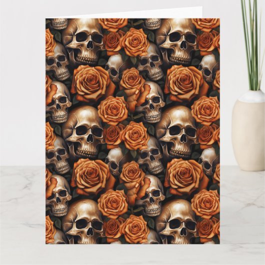 Een schedel en Rozen serie ontwerp 9 Kaart (Voorkant)