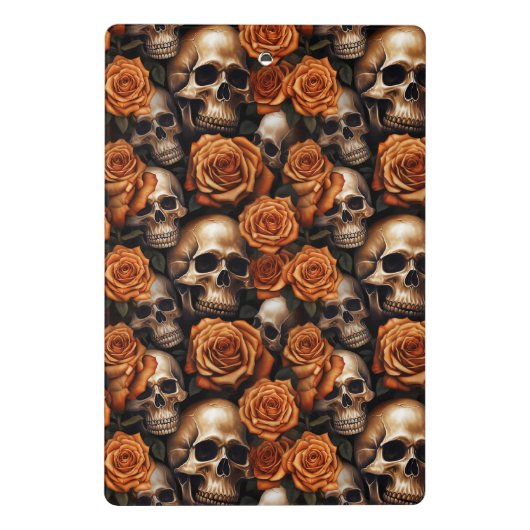 Een schedel en Rozen serie ontwerp 9 Mini Klembord (Achterkant)
