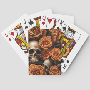 Een schedel en Rozen serie ontwerp 9 Pokerkaarten