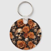 Een schedel en Rozen serie ontwerp 9 Sleutelhanger (Voorkant)