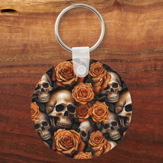 Een schedel en Rozen serie ontwerp 9 Sleutelhanger (Achterkant)