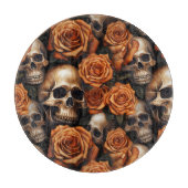 Een schedel en Rozen serie ontwerp 9 Snijplank (Voorkant)