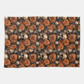 Een schedel en Rozen serie ontwerp 9 Theedoek (Horizontaal)