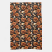 Een schedel en Rozen serie ontwerp 9 Theedoek (Verticaal)