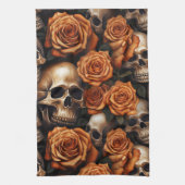 Een schedel en Rozen serie ontwerp 9 Theedoek (Verticaal)