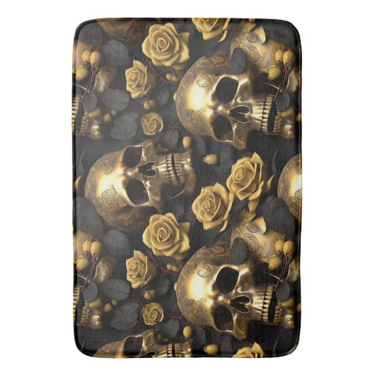 Een schedel en Rozen Series Design 8 Badmat (Voorkant Verticaal)