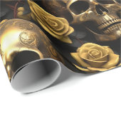 Een schedel en Rozen Series Design 8 Cadeaupapier (Rol Hoek)