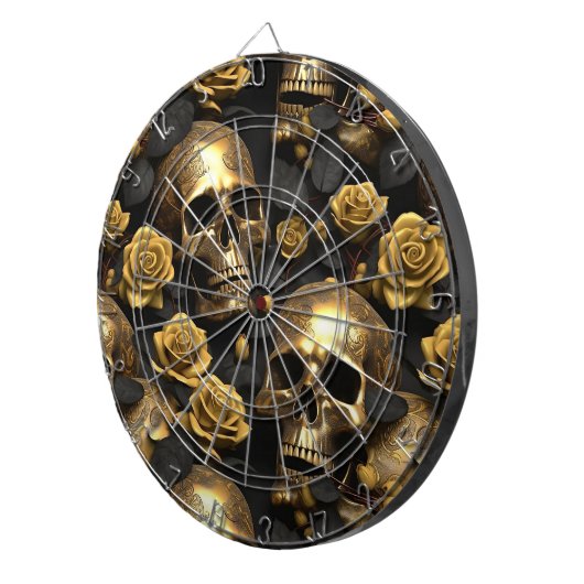 Een schedel en Rozen Series Design 8 Dartbord (Voorkant Rechts)