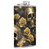 Een schedel en Rozen Series Design 8 Heupfles (Rechts)