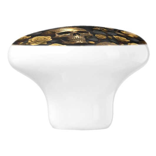 Een schedel en Rozen Series Design 8 Keramische Knop (Zijkant)