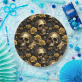 Een schedel en Rozen Series Design 8 Papieren Bordje (Feest)